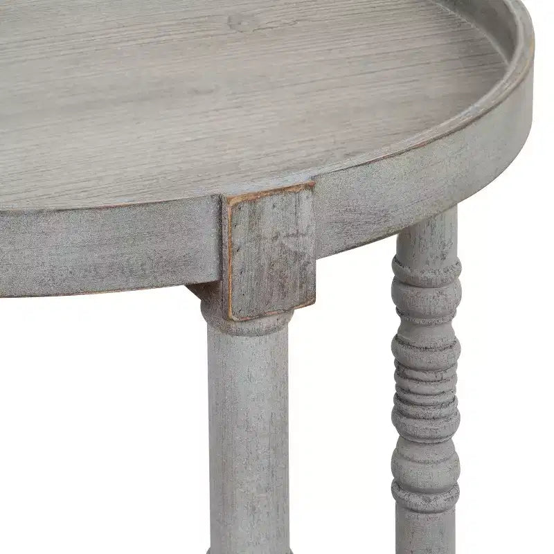 Tavolino rotondo in legno con ripiano inferiore – Tavolino d'appoggio compatto