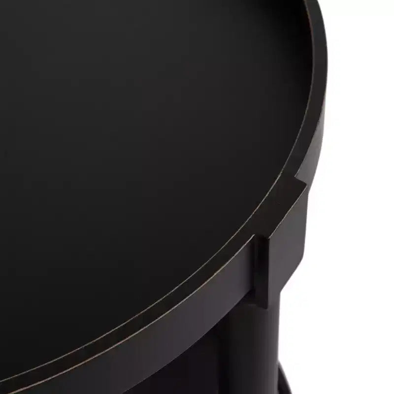 Tavolino rotondo in legno con ripiano inferiore – Tavolino d'appoggio compatto
