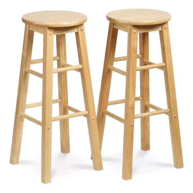 Set di 6 sgabelli da cucina rotondi alti 74 cm con seduta in legno naturale