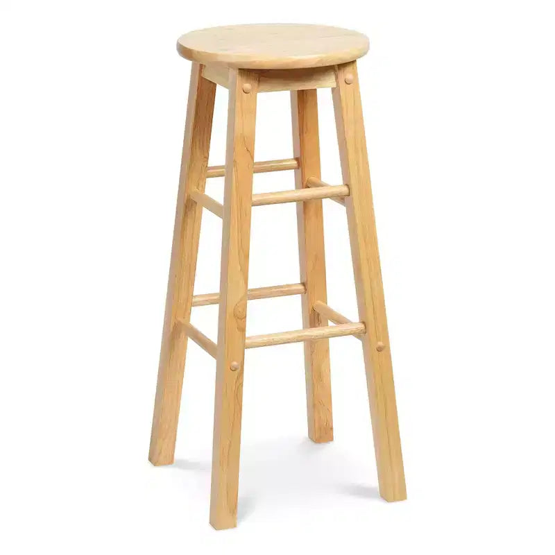 Set di 6 sgabelli da cucina rotondi alti 74 cm con seduta in legno naturale