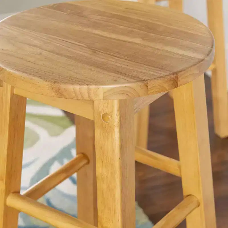 Set di 6 sgabelli da cucina rotondi alti 74 cm con seduta in legno naturale